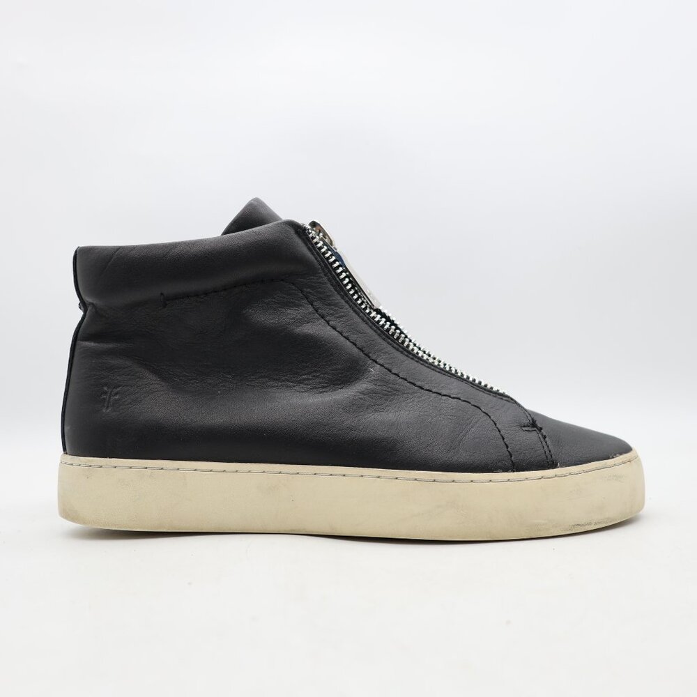 Frye Lena Women's Size 8 M Zip Up Black Leather High Top Round Sneakers Boot